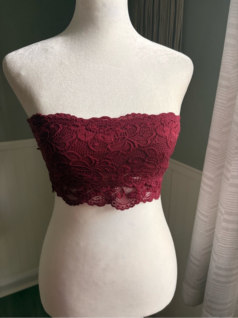 Active USA Lace Bandeau Bralette - Wine